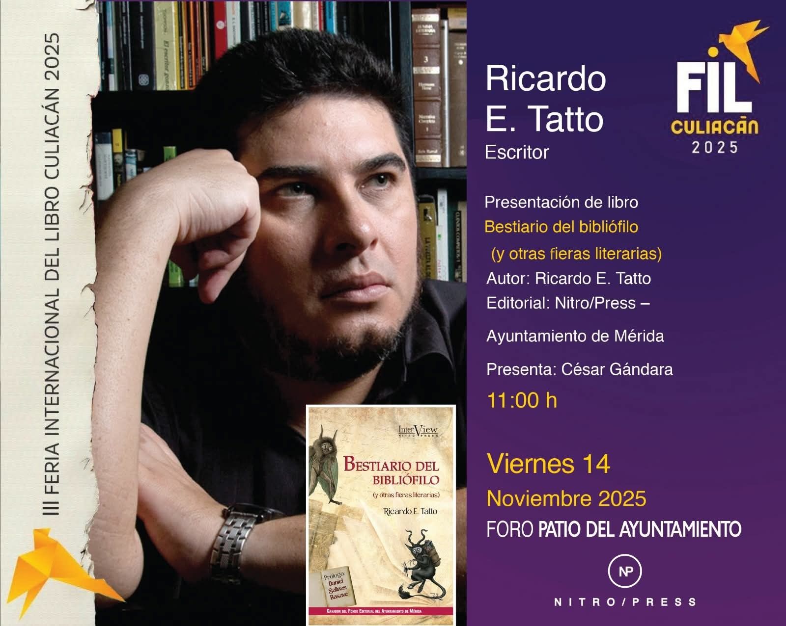 El escritor Ricardo E. Tatto en la FIL Culiacán 2025